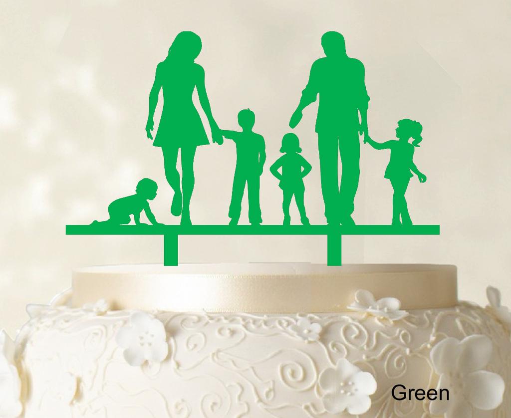 Personlig familiekaketopper Egendefinert silhuett Bryllupskake Topper Kakedekorasjoner Tilgjengelig 6"-7" tommer