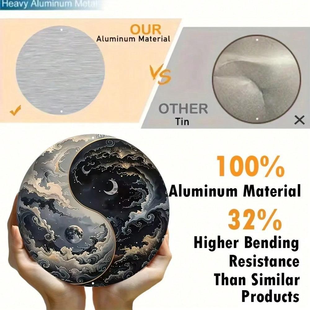 Metal Wall Art Yin Yang Decor Aluminum Round Wall Decor Weather Resistant Modern Home Decor High Definition Print
