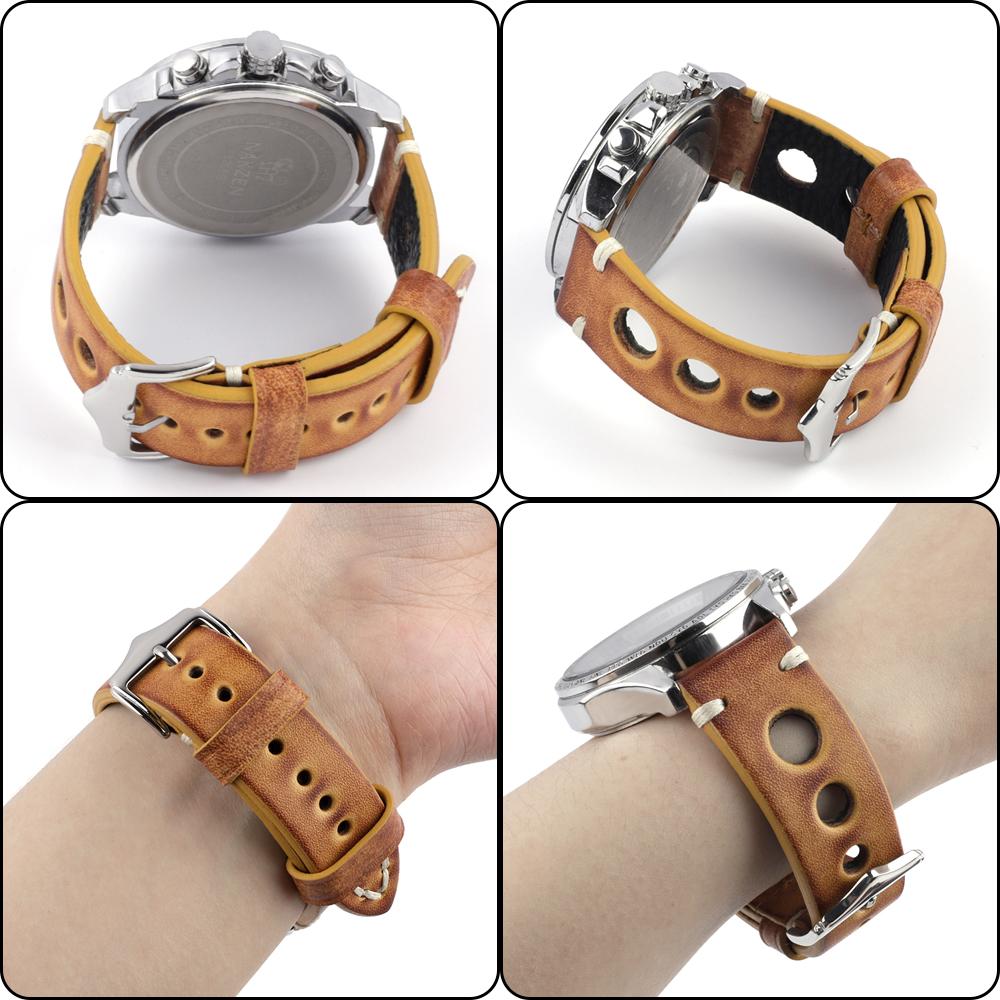 Vintage Leather Watch Strap Handmade Cowhide Watchband 20mm 22mm 24mm Breathable Watch Band for Men Replacement Bracelet Belts