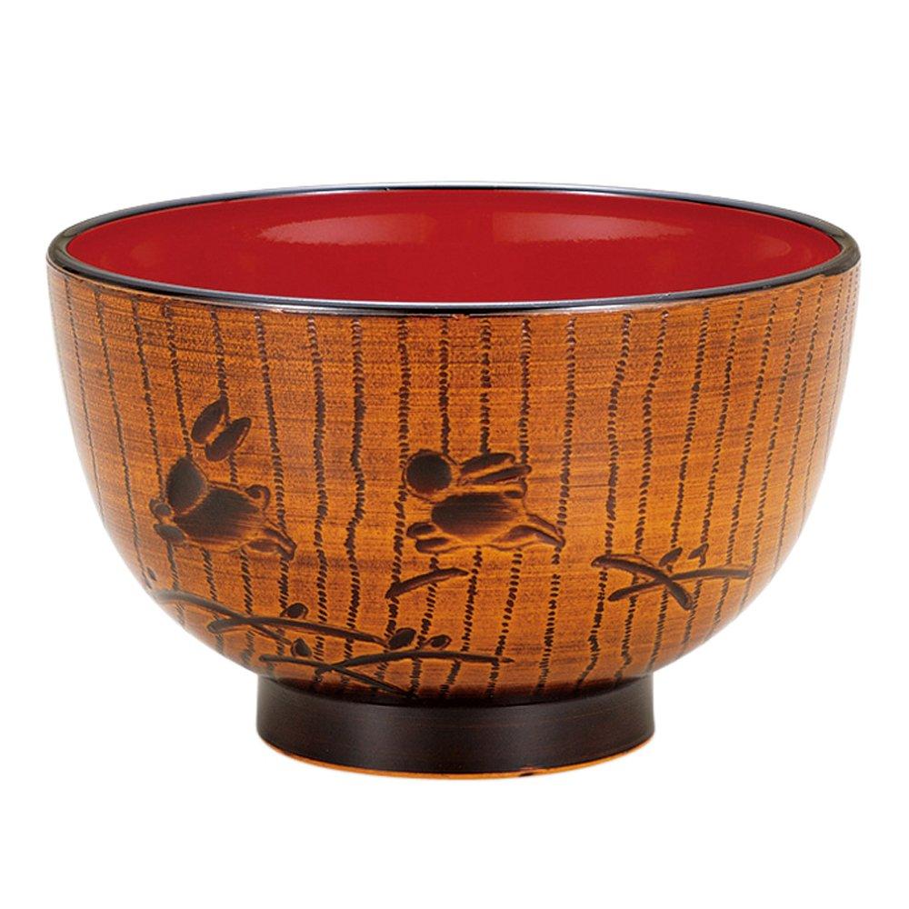 Yamanaka Lacquerware Range Wood Grain Rabbit Carving Soup Bowl Yellow Wood Grain M13378