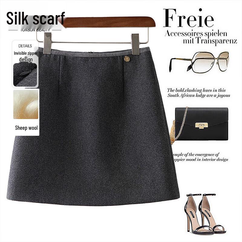 Women s Autumn A-Line Wool Blend High-Waist Mini Skirt S