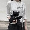 Violent bear messenger bag ugly cute doll student plush bag, personalized street cool doll shoulder bag