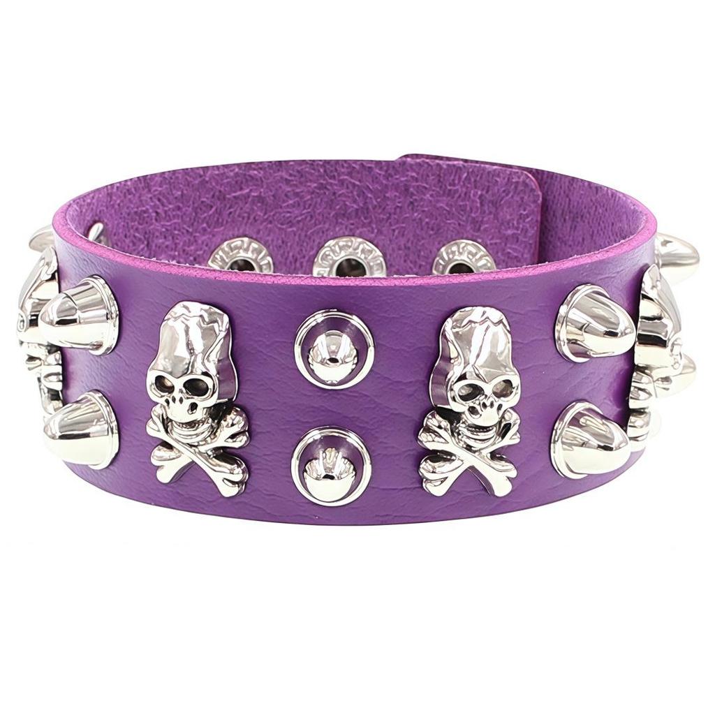 European & American Multi-layer Leather Skull Rivet Punk Bracelet