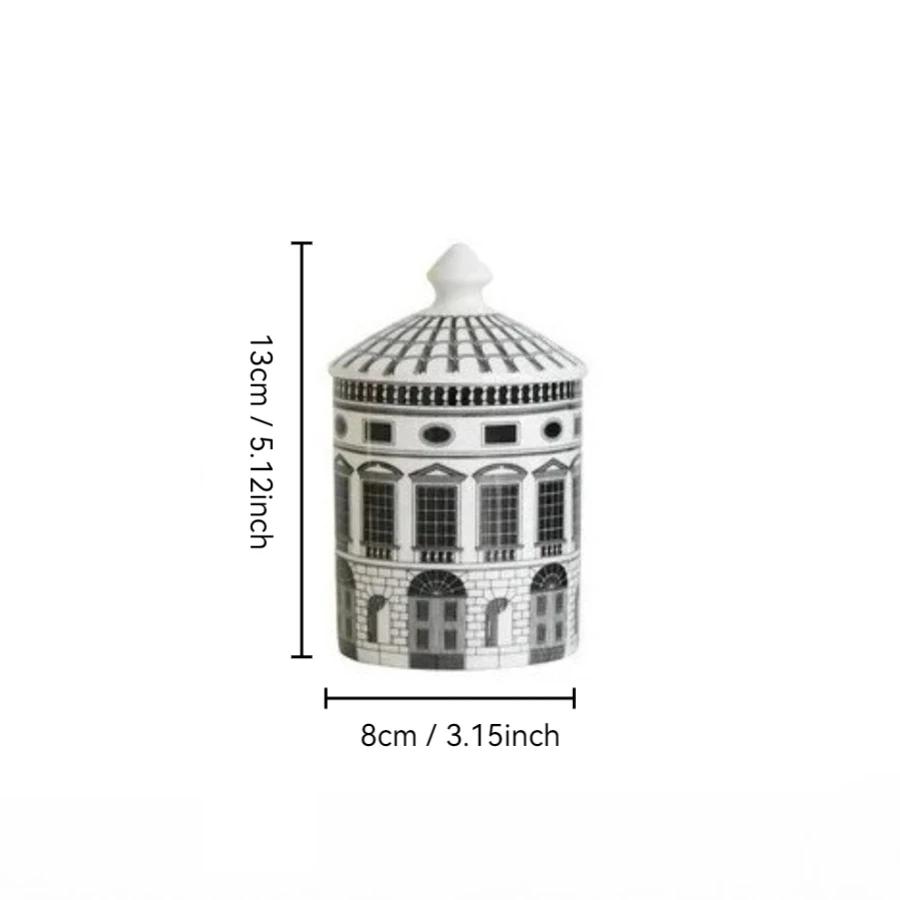 Creative Creative Black And White Architectural Art Ceramic Jar Candle Bottle Home Decor Jewelry Cosmetics Storage Jar Best Gift