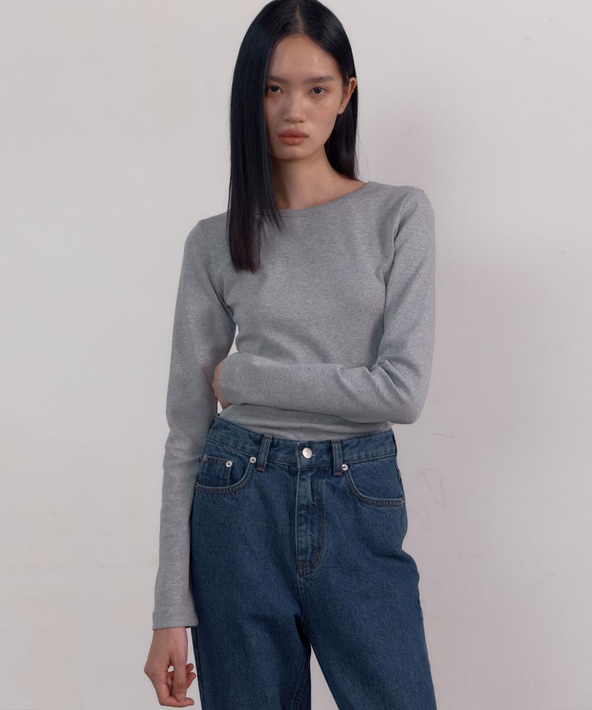 38COMEONCOMMON Symbol Slim Long Sleeve T-Shirts (Melange Gray)
