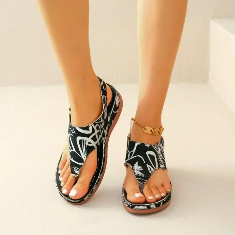 

Fashion Women s Shoes 2024 Brand Printing Women s Sandals Fashion Belt Buckle Beach Sandals Women Hot Sale Pinch Toe Wedge Sandals 36 чёрный