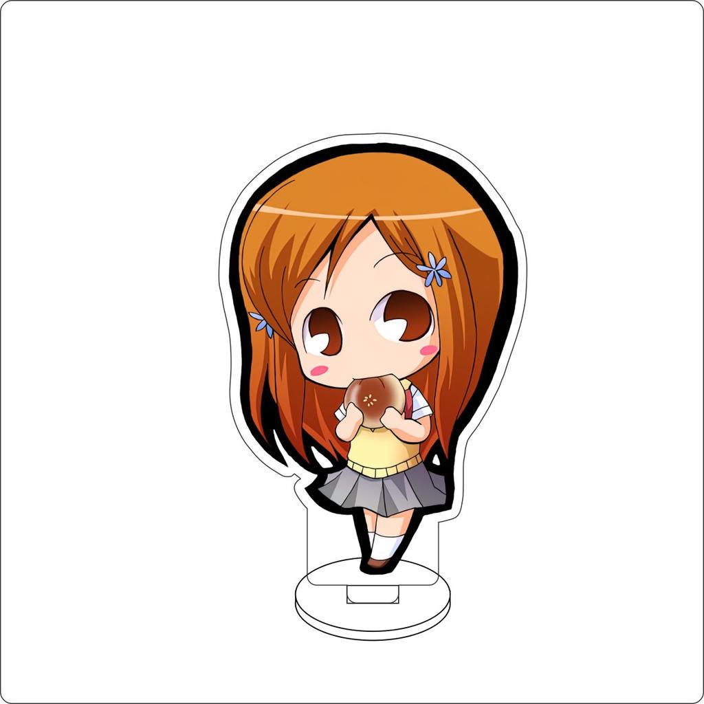 10CM Anime BLEACH Figure Stand Model Kurosaki Ichigo/Inoue Orihime/Ishida Uryuu Cute Desk Decor Standing Sign Gifts