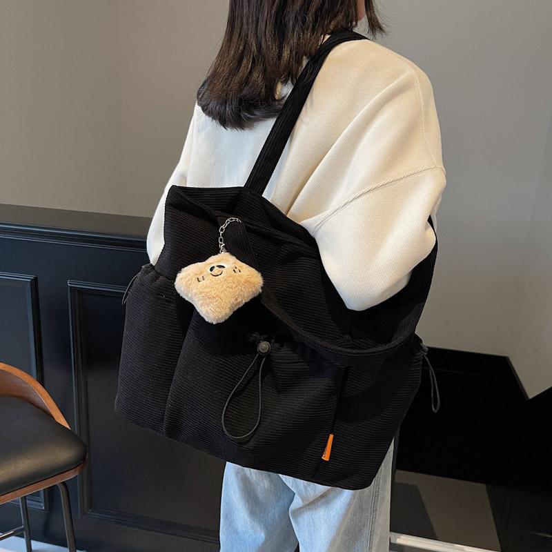 Large Capacity Handbag Student Class Commuter Corduroy Bag Women's Shoulder Tote Bag