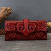 Johnature Genuine Leather Women's Long Wallet With Multiple Card Holders Retro Embossed Purse Chinese Style Handbag