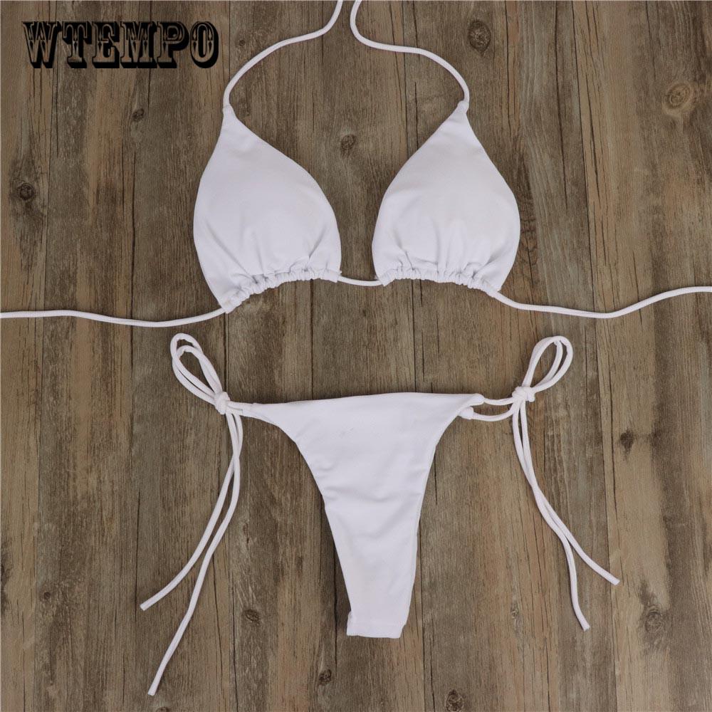WTEMPO Women Bandeau Bandage Beachwear Swimsuit Bikini Set Push-Up Brazilian Swimwear