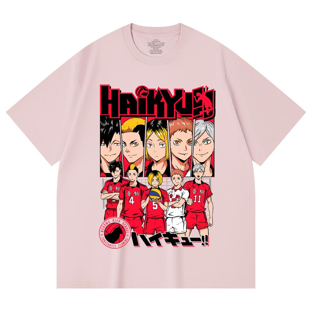 230 Gsm 100% Cotton Haikyu V8 Nekoma High Print Unisex Heavy Cotton T Shirt