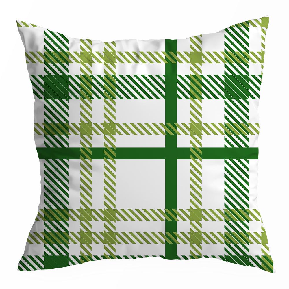 St. Patrick's Day Peach Skin Velvet Pillowcase, Green Four-leaf Clover Printed Sofa Pillow Cushion