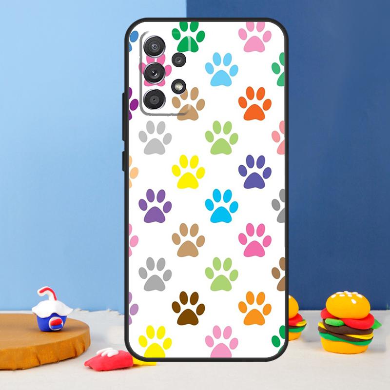 Cat Dog Paws Case For Samsung Galaxy A54 A34 A14 A13 A53 A16 A26 A36 A56 A12 A22 A32 A52 A06 A15 A35 A55