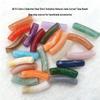 14-Color Faux Jade Bent Tube Acrylic Beads - Marbled Flower C-Shaped for DIY Jewelry & Accessories