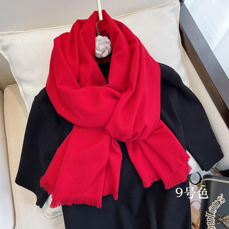 New Autumn And Winter Classic Solid Color Warm Scarf For Women, Fashionable Imitation Cashmere, Thickened Student Scarf, Dual-Use Shawl