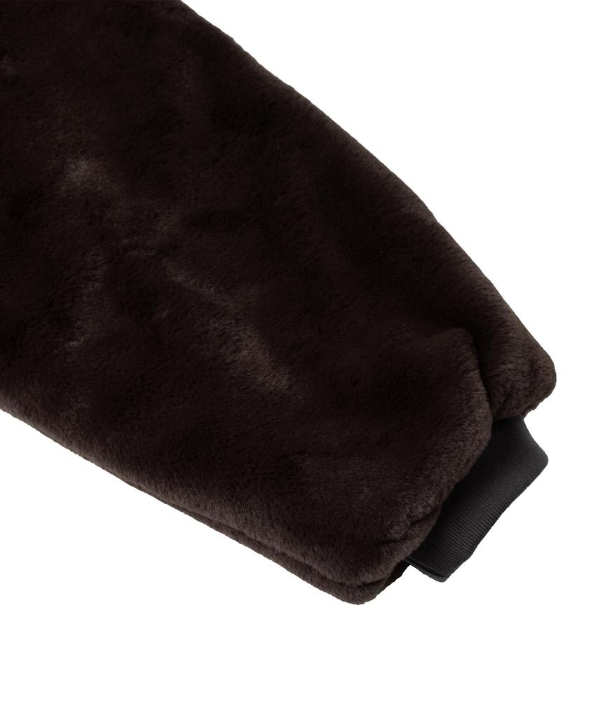 Then Our Mink Fur Oversized Zip-Up Hoodie (Khaki Brown)