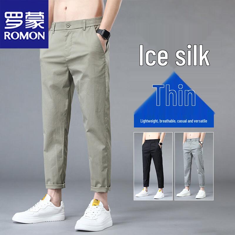 ROMON Men s Summer Casual Straight Leg Trousers 36