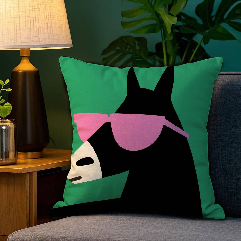 Cartoon Animal Pillow Case Anti-dustmite Pillowcase Invisible Zipper Silky Short Plush Sofa Cushion Cover