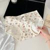 Ladies Summer Cute Cartoon Pure Cotton 10A Bacteriostatic Mid Waist Briefs