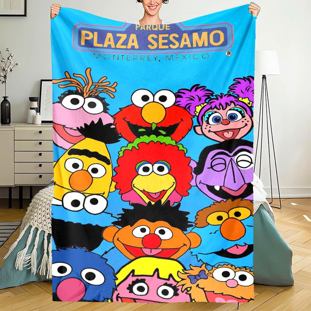 Sesame Street Theme Printed Blanket - Perfect for Couch, Bed, Travel & Outdoor Use | Machine Washable, Cozy & Durable.