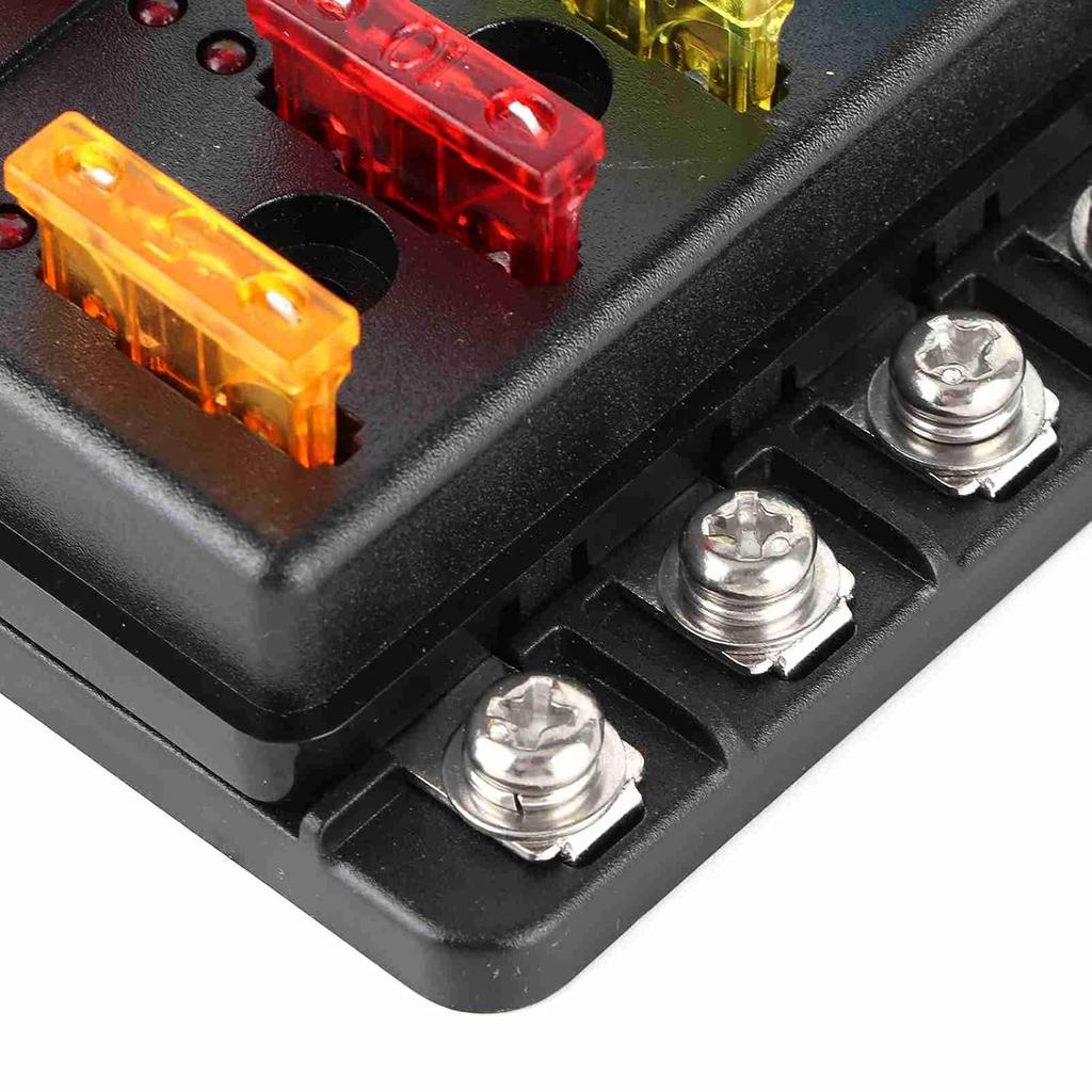 8-Way Water Proof Fuse Block with LED Indicator, Screw Nut Terminal Box for Car Boat Marine