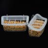 Bird Feeding Box Plastic Anti Spill Feeding Trough With Iron Wire Hangable Four Grid Feeding Tools For Birds Parrots Etc