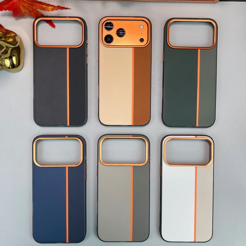 Three-color Leather Patchwork with Magsafe Magnetic Ring Case For iPhone 17 Pro Max 17 Pro Air 16 Pro 15 14 Lens Protect Cover