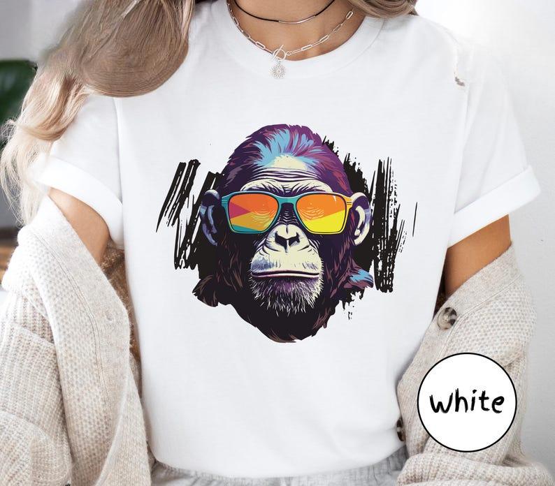 Cool Monkey TShirt Funny Monkey Graphic T Shirts Sunglasses Trendy Unisex Tee Casual Wear Men Clothing Streetwear Cotton Tees