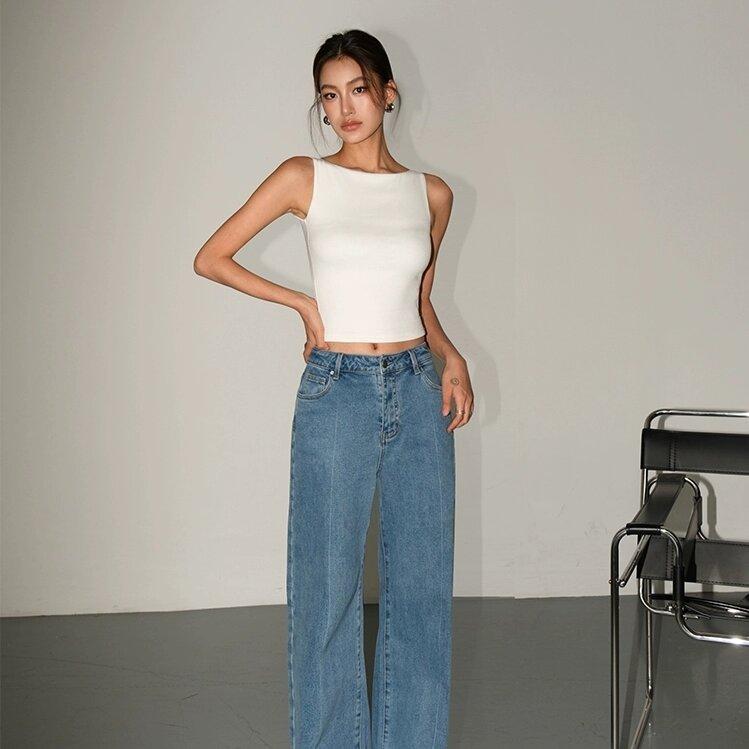 Dámské dvouvstvové tílko s lodičkovým výstřihem, měkké a splývavé