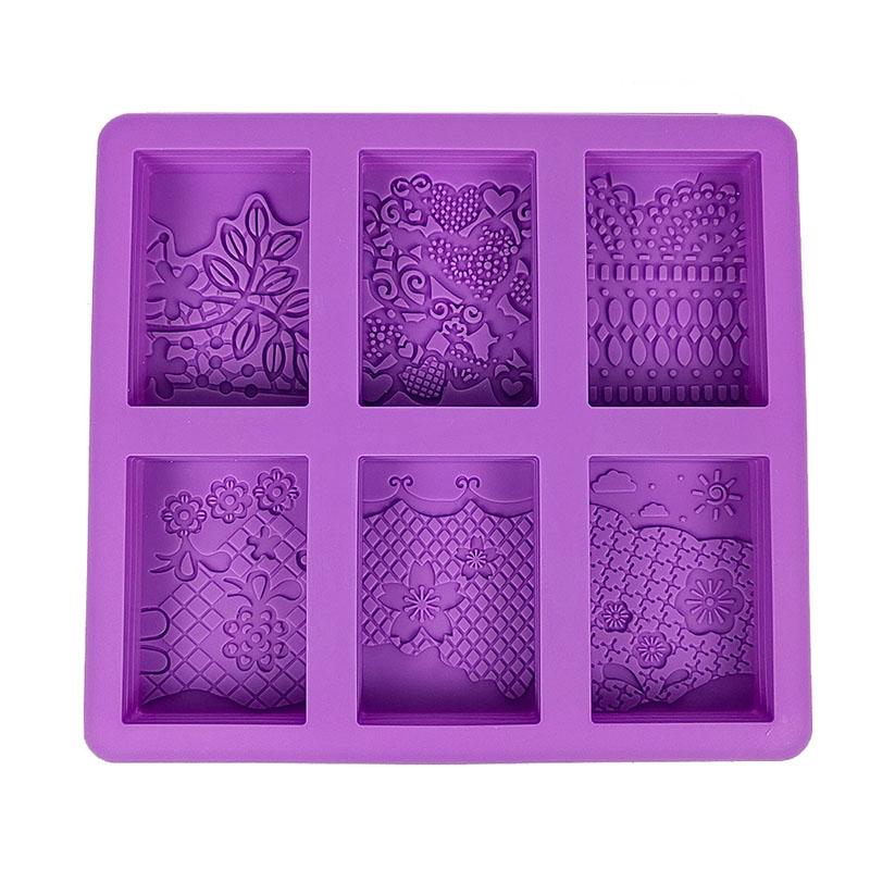 

Lace Pattern Soap Silicone Mold Rectangle Mixed Flower Lotion Bar Making Supplies Handmade Embossed Cake Mooncake Accessories