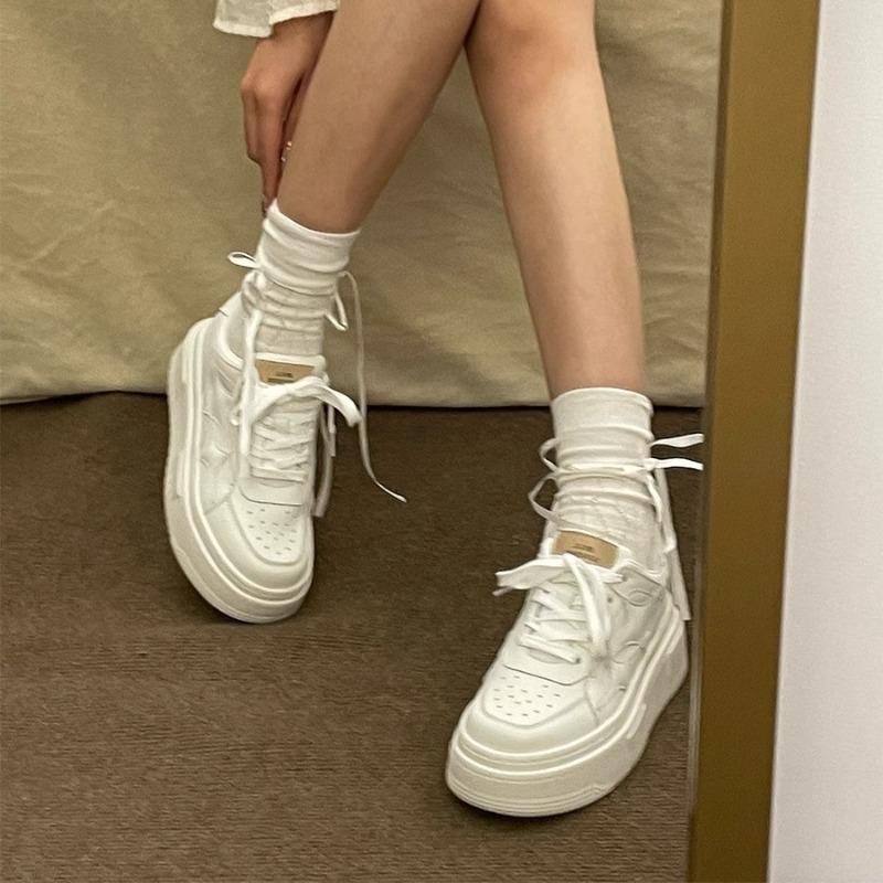 Board shoes student versatile heightening platform white shoes women's casual new spring and summer lightweight retro sports shoes