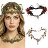 Flower Vine Elven Crown Diadem Rhinestone Decorated Elf Tiara Head Band Simulate Tree Leaves Fairy Headpiece Bridal Wedding