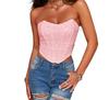 Rose Beauty A Rave Valentine's Day Elegant Sparkling Sequin Decor Fishbone Detail Grommet Lace Up Back Overbust Corset Shapewear Party Crop Tube Top