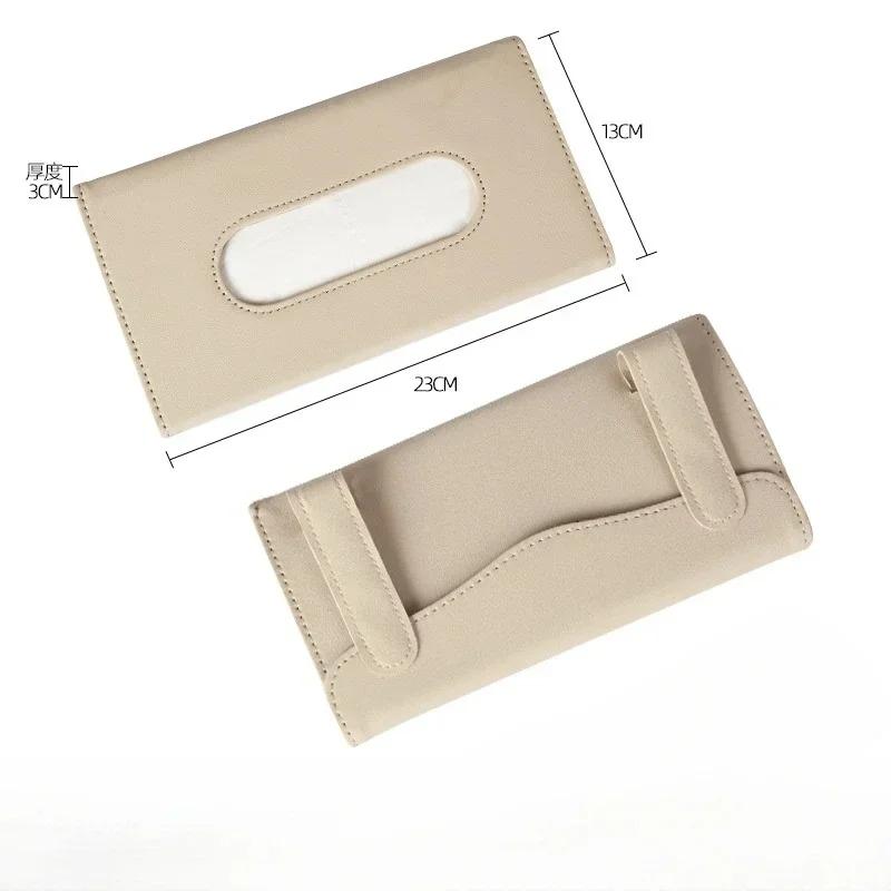 PU Leather Auto Sun Visor Tissue Holder - 1PC Hanging Car Tissue Box for Truck Stylish Interior Storage & Decoration Accessories