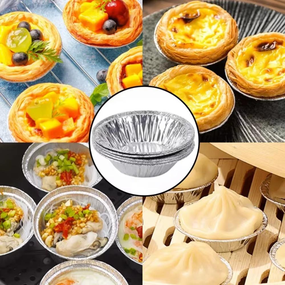 100Pcs Disposable Egg Tart Mould Aluminum Foil Cupcake Tin Mold Shell Tart Pan  for Pie