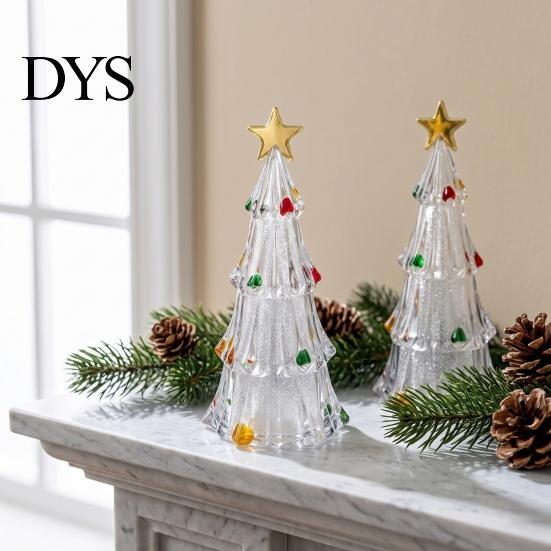 Christmas Room Ornament LED Lighted Tree Tabletop Decoration, Battery Operated Xmas Night Light, Soft Warm Glow Light Holiday with Star Topper