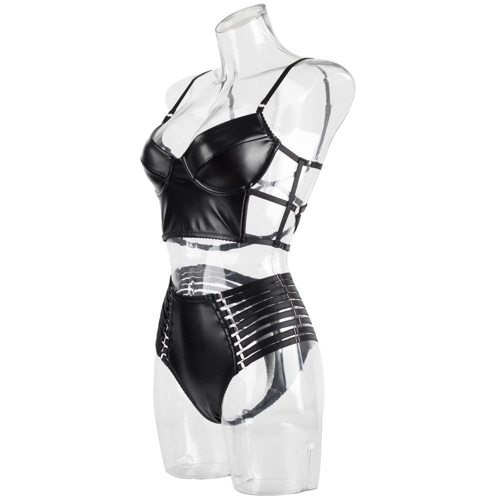 23 New Sexy Lingerie Suit PU Shoulder Strap Splicing
