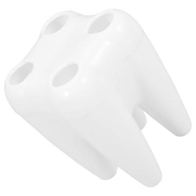 Toothbrush Holder Bathroom Accessories Cartoon Tooth Shape Multihole Storage White Child Friendly Design Breathable