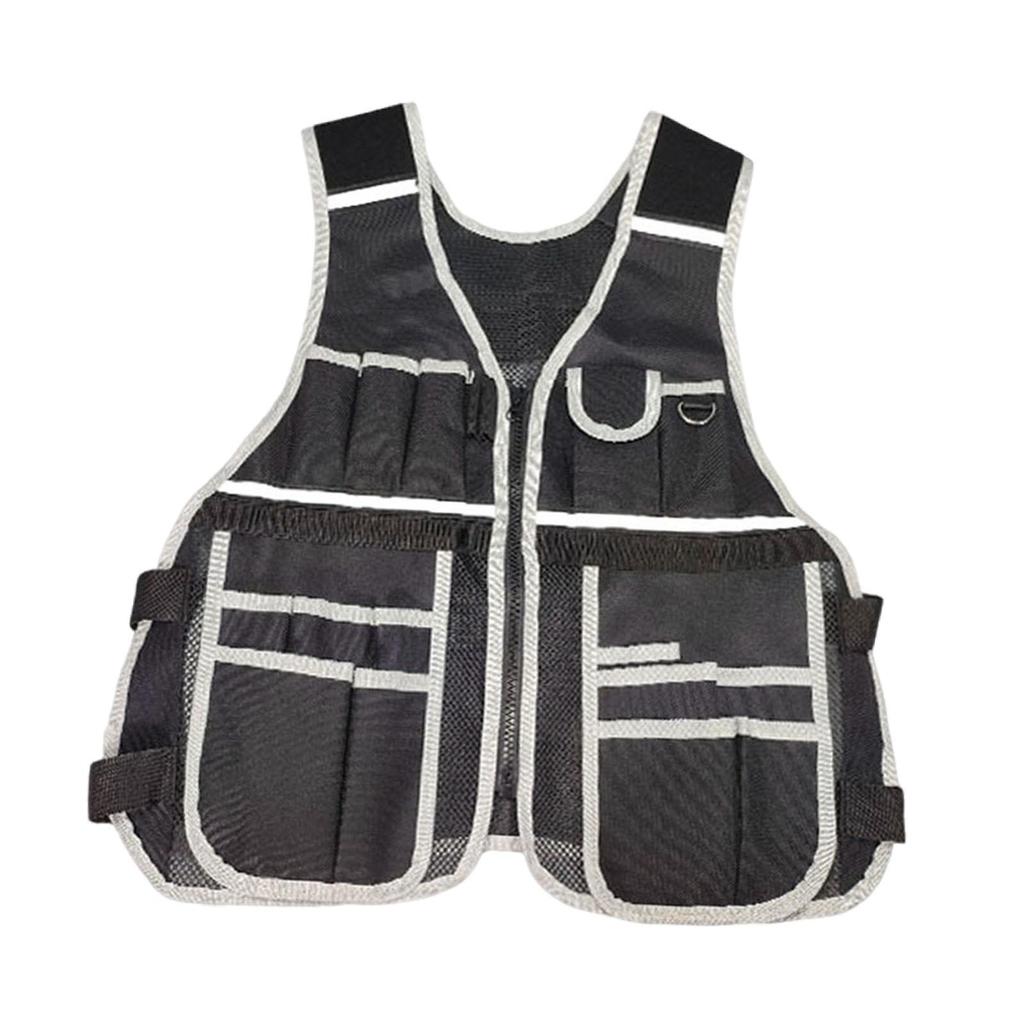 Electrician Tool Vest Adjustable Waist Premium Waterproof Work Vest Storage Bag Holder with Tool Pockets for Carpentry Home DIY