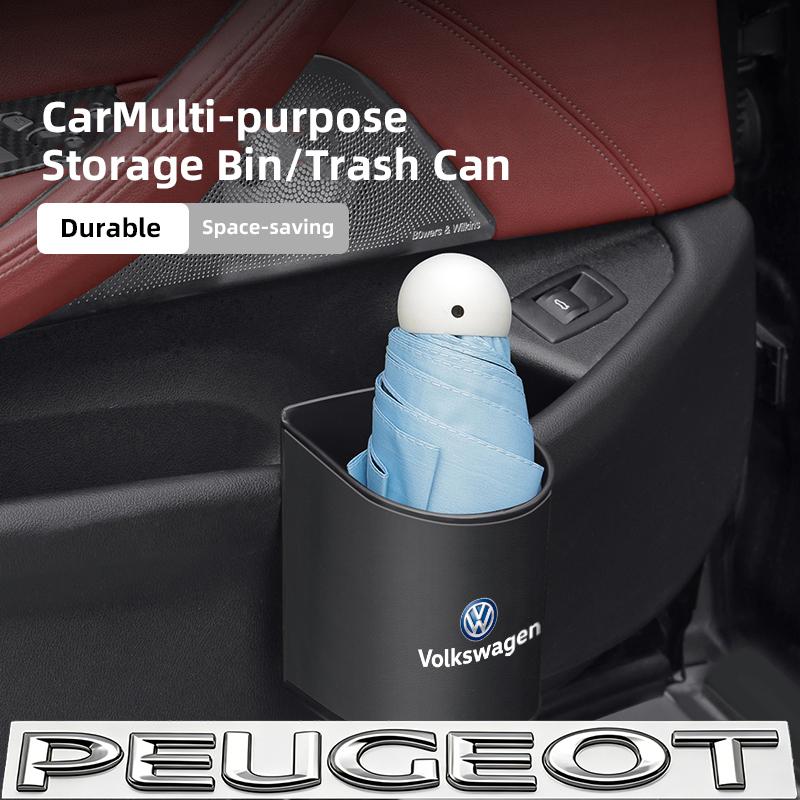 Car Leather Trash Can Hanging Rubbish Storage Box Accessories For VW Golf T‑Roc Tiguan Polo Passat T‑Cross Taigo ID.4 ID.7 MK7
