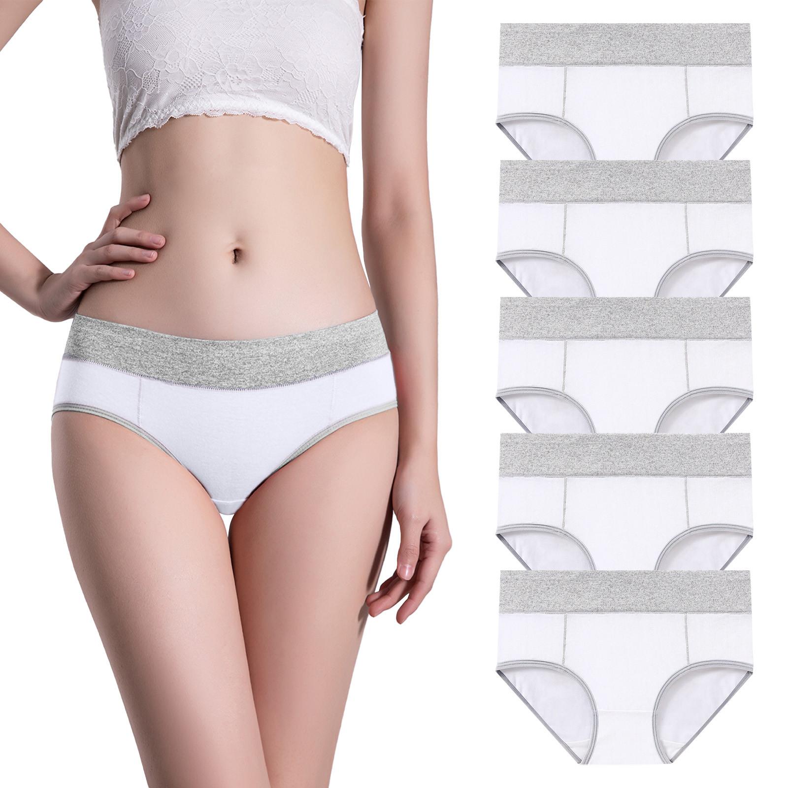 

5 шт. Женское нижнее белье со средней посадкой, утягивающее ягодицы, однотонное, удобное нижнее белье XL белый