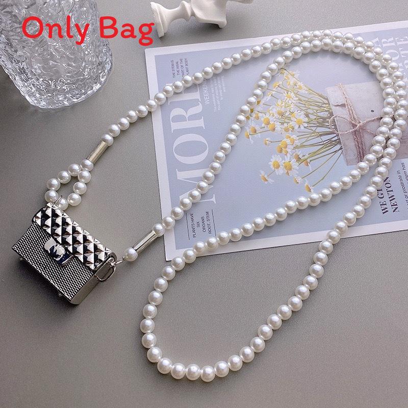 Metal Pearl Girl Mini Crossbody Bag With Chain Strap For Street Fashion Accessories