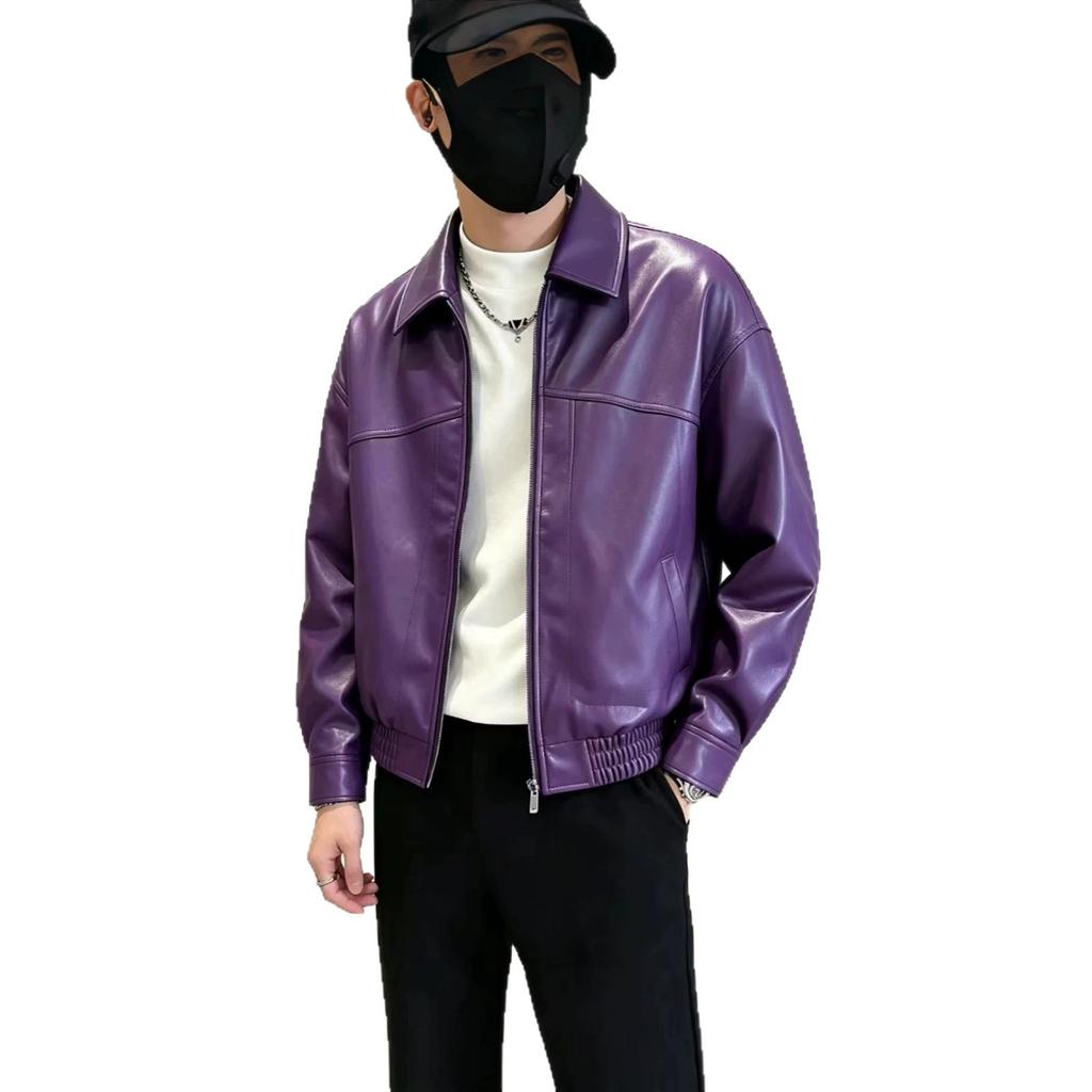 Premium lapel leather jacket men's autumn and winter new Kusa wind locomotive clothing casual ruffian handsome leather jacket