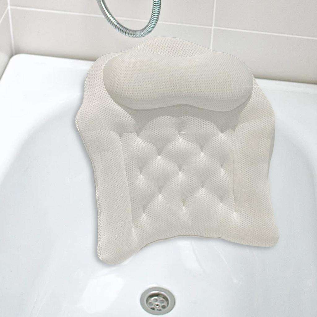 Bath Pillow 4D Spa Bath Pillow Shower Cushion With Suction Cups Bathroom Headrest For Soaking Relaxation Home Pool Spa Outdoor