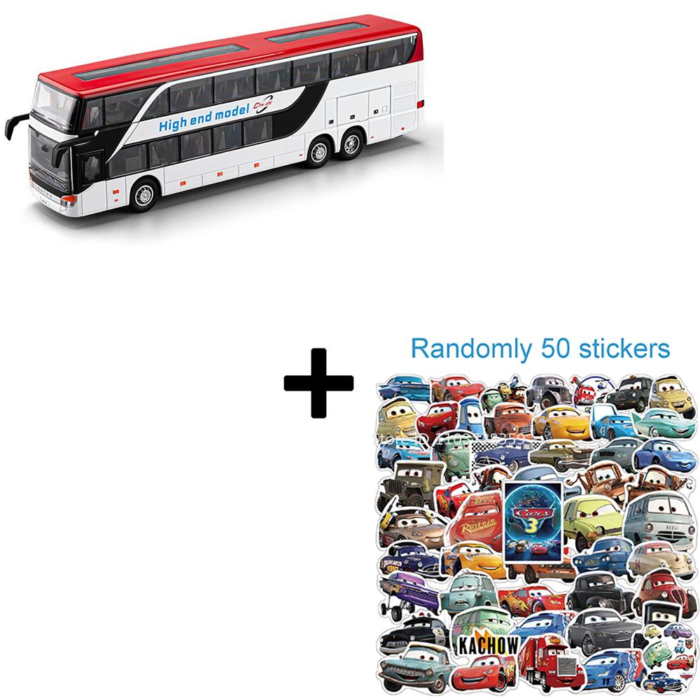 1:30 Business Bus Model Car Toys Alloy Diecast Long Distance Buses Pull Back Doors Opened Sound Light Ornament Cars Kids Gifts
