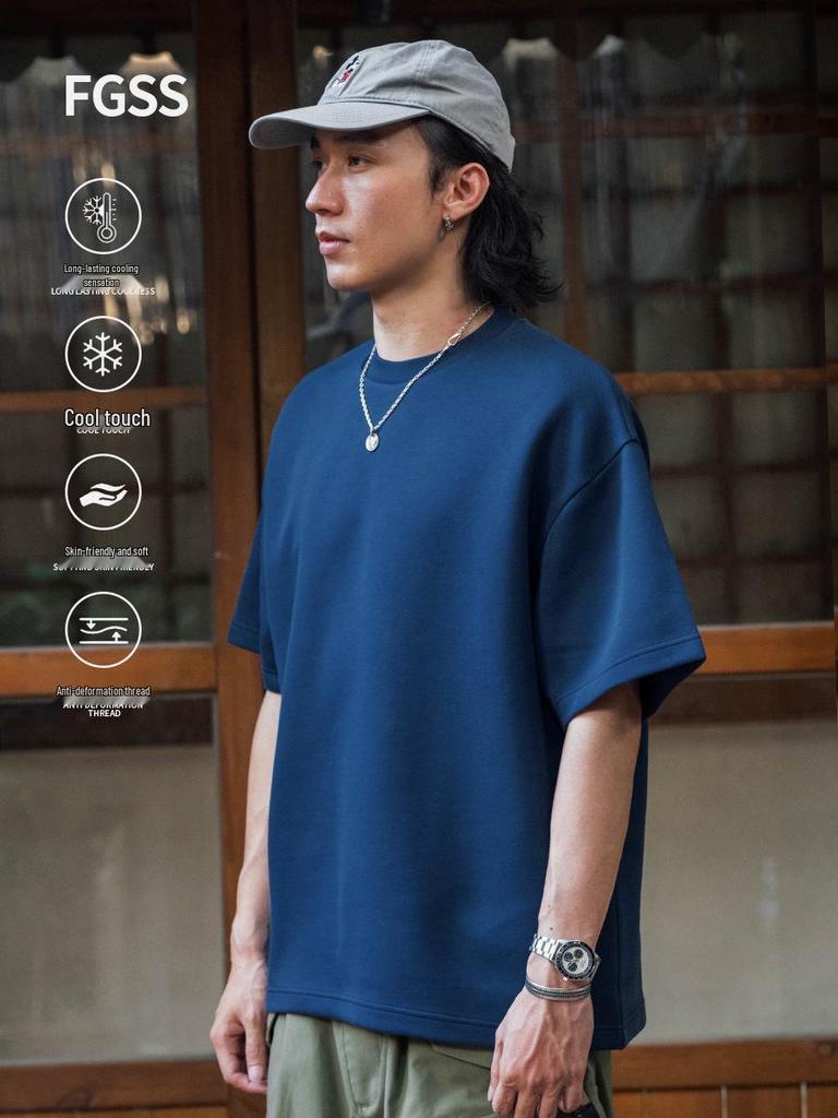 FGSS Menswear | 26SS Japanese Cityboy Cool Touch Space Cotton Small Collar Short Sleeve Loose T-shirt