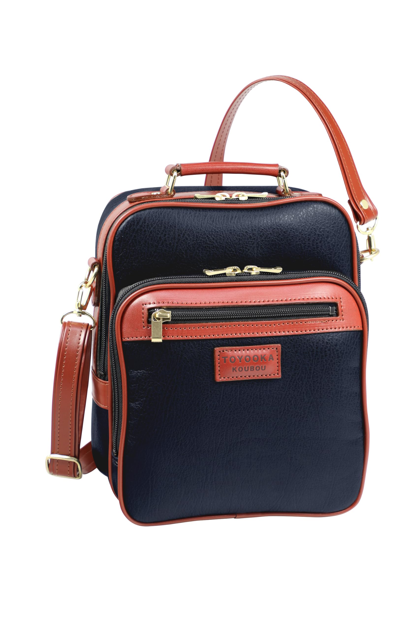 

Мужская вертикальная сумка через плечо Toyooka Kobo, Синтетическая кожа, Crossbody, Сделано в Японии, Темно-синий, 4107-02