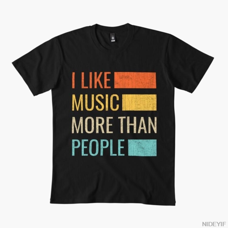 

I Like Music More Than People Art Simple Music Mood T-shirt For Men Women 100% Cotton T Shirts Short Sleeve Tops 1112-4 4XL