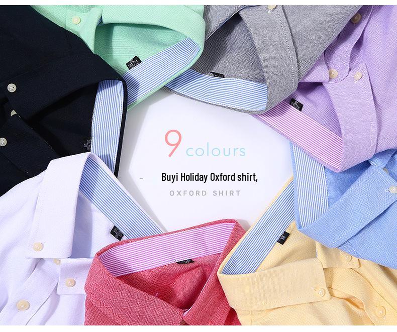 Trendy Korean-Style Striped Oxford Shirt for Young Men - Long & Short Sleeves Available