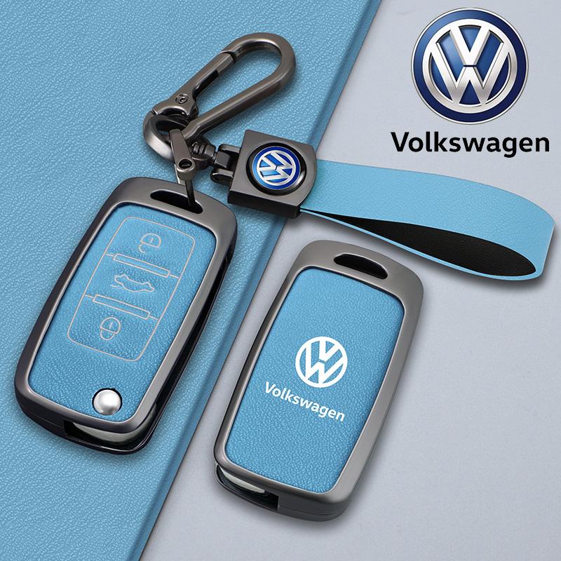 Für VOLKSWAGEN Neue Leder Auto Klappschlüssel Hülle Schale Für Volkswagen VW Polo Golf Passat Tiguan Beetle Caddy Eos Autoschlüsselanhänger